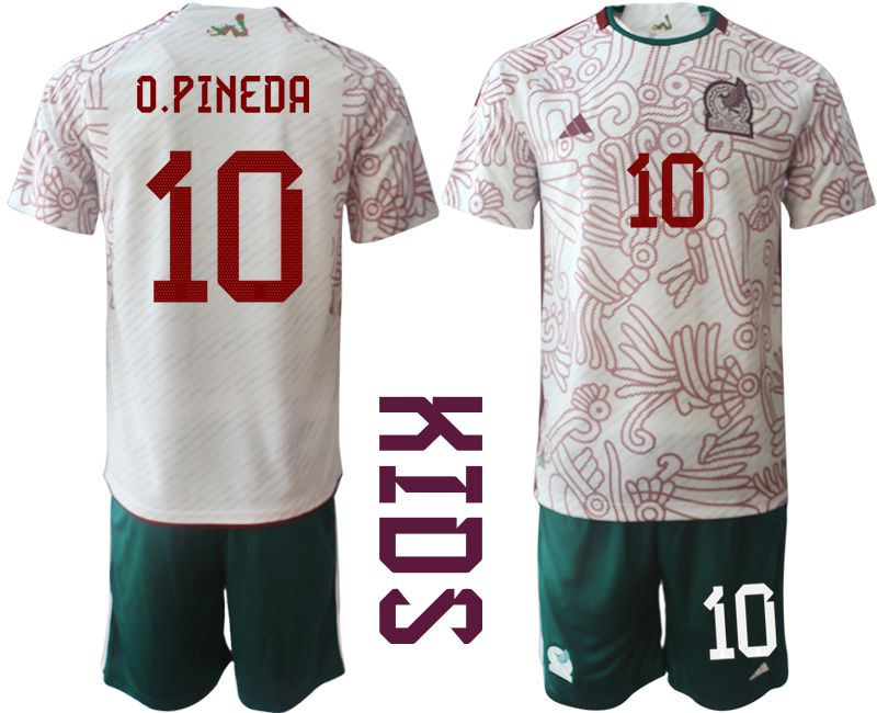 Youth 2022 World Cup National Team Mexico away white #10 Soccer Jersey->youth soccer jersey->Youth Jersey